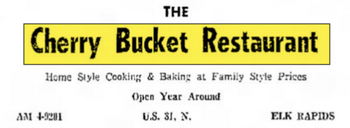 Cherry Bucket (Elk Harbor Restaurant) - Apr 5 1973 Ad (newer photo)